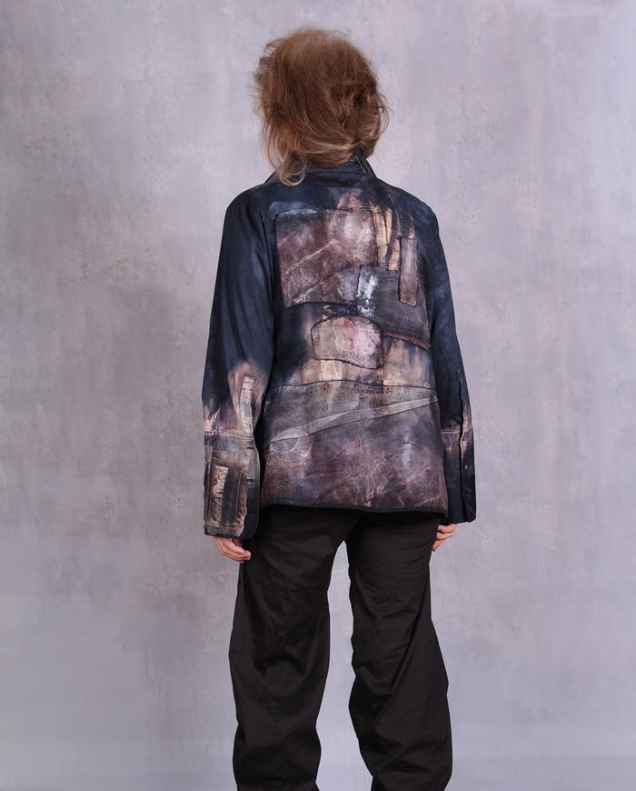 'windows into the night' distressed modern art jacket