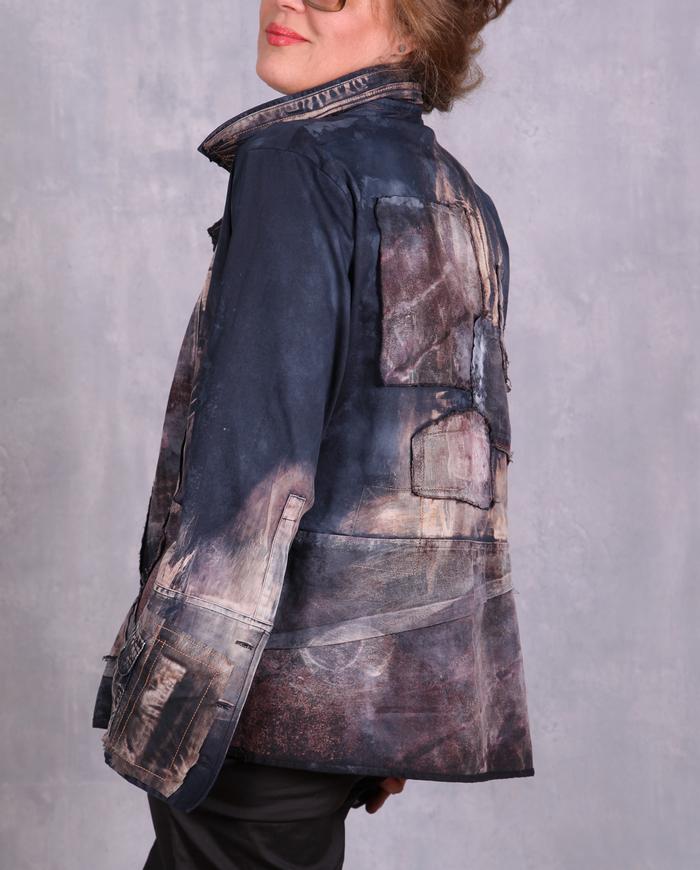 'windows into the night' distressed modern art jacket