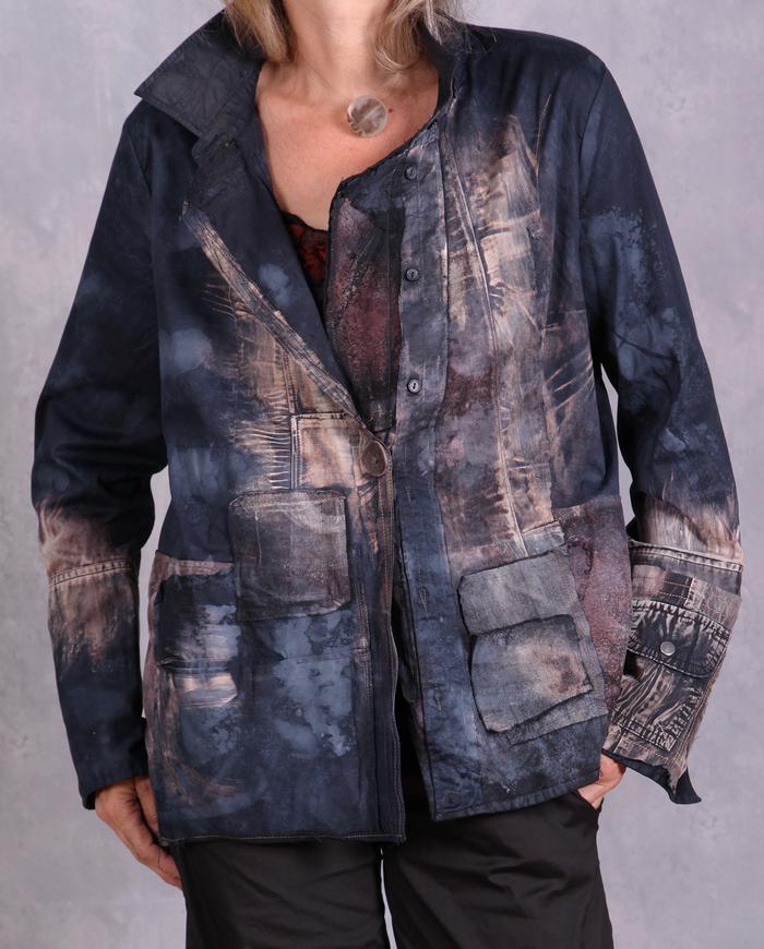 'windows into the night' distressed modern art jacket