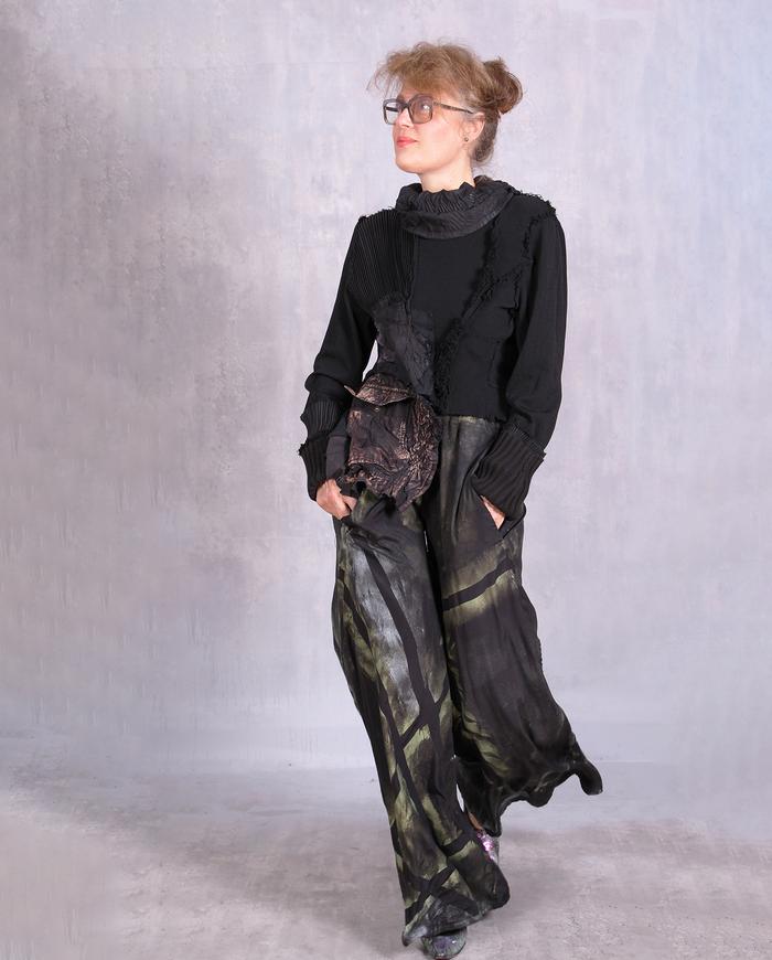 'carry some - carry all' asymmetrical cropped black  modern turtleneck