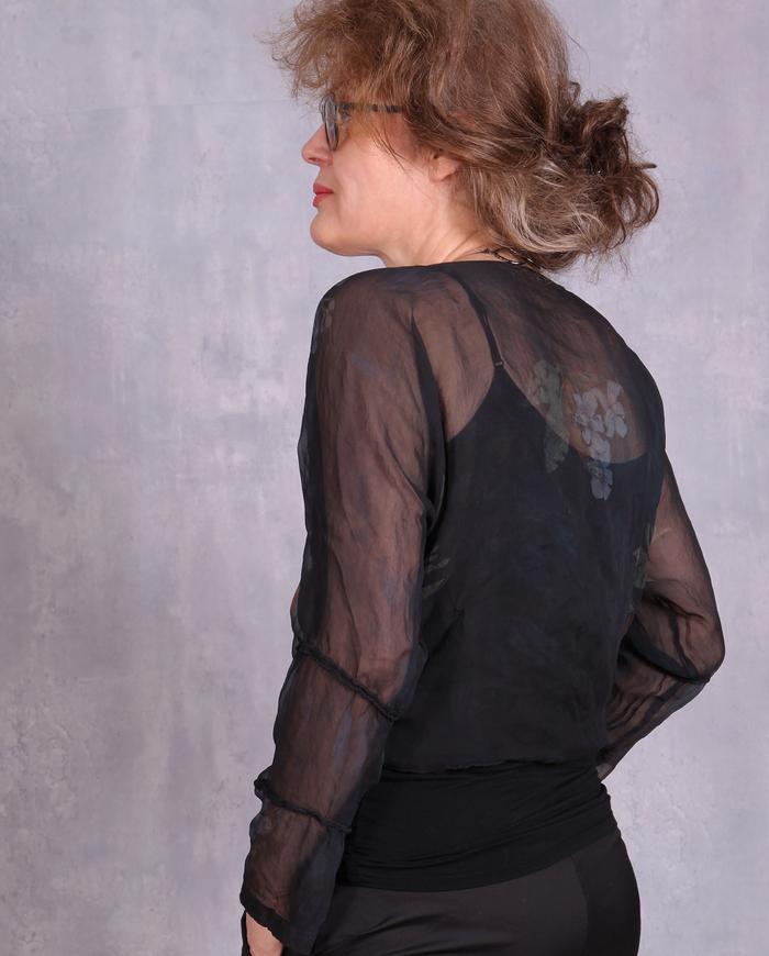 'a burst of evening sun' sheer asymmetrical silk top