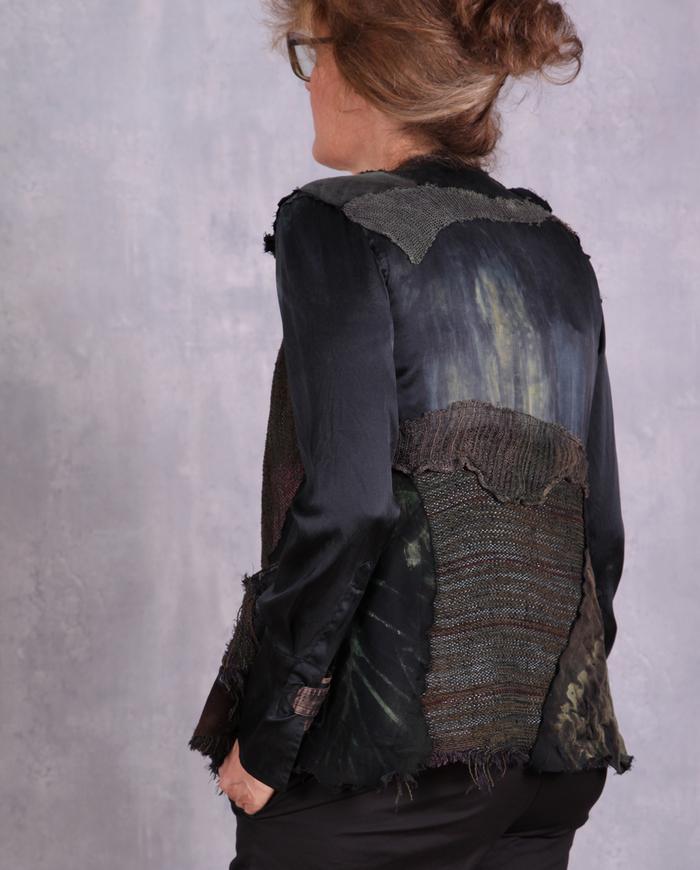 'talking in textures' mixed fabrics fitted jacket