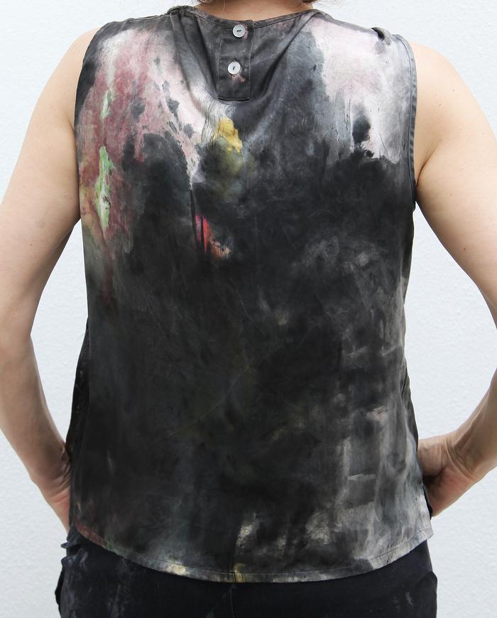 'islands of happy' asymmetrical sleeveless silk top