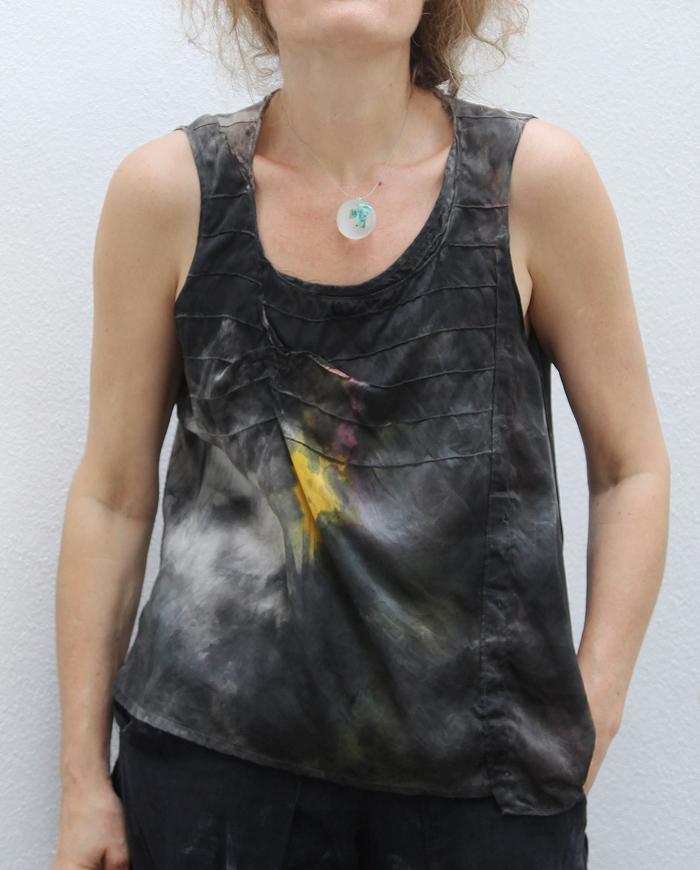 'islands of happy' asymmetrical sleeveless silk top