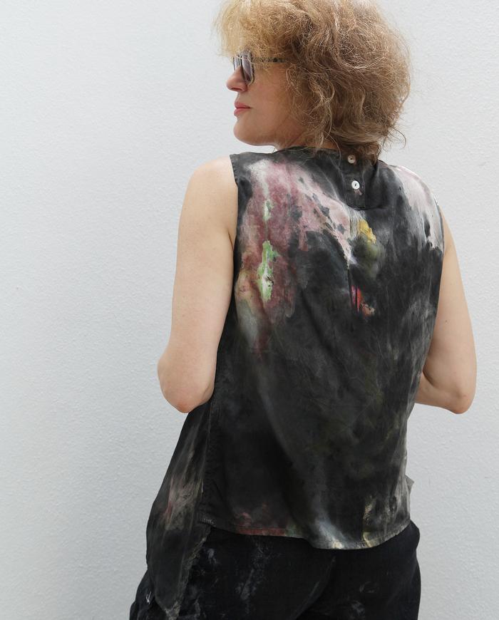 'islands of happy' asymmetrical sleeveless silk top