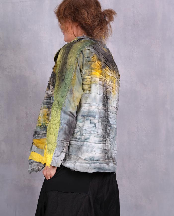 'sunny side up and down' layered hand-painted art jacket