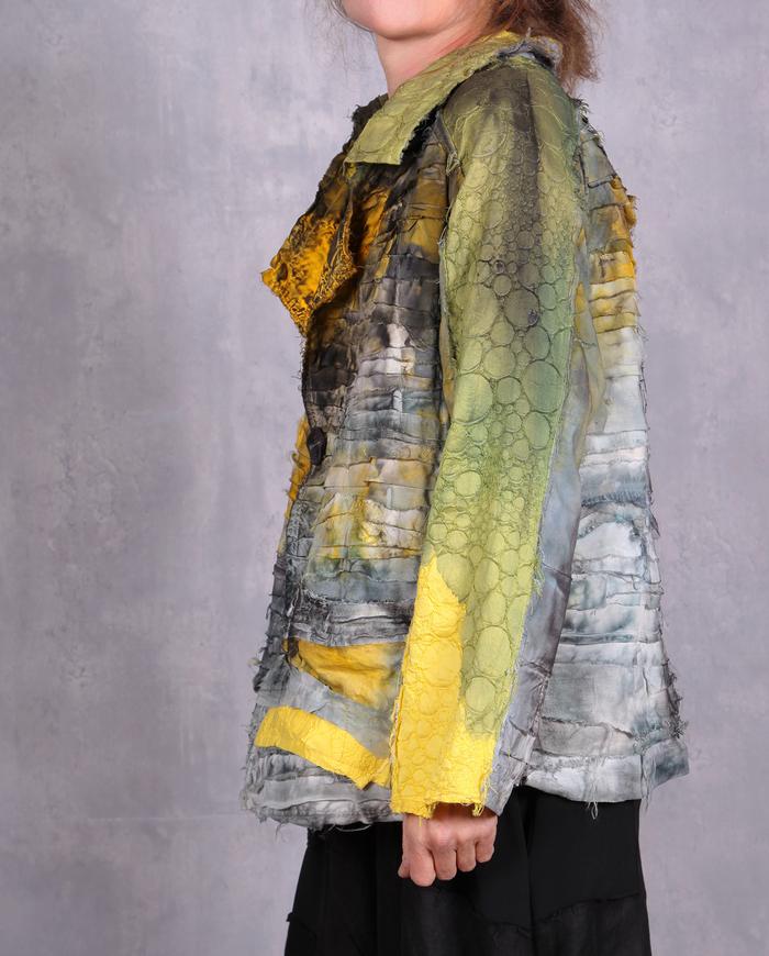 'sunny side up and down' layered hand-painted art jacket