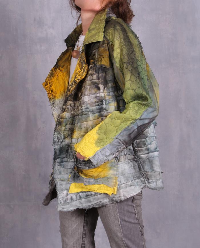 'sunny side up and down' layered hand-painted art jacket