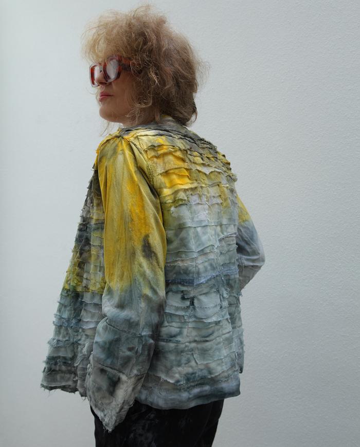 'sunny side up and down' layered hand-painted art jacket