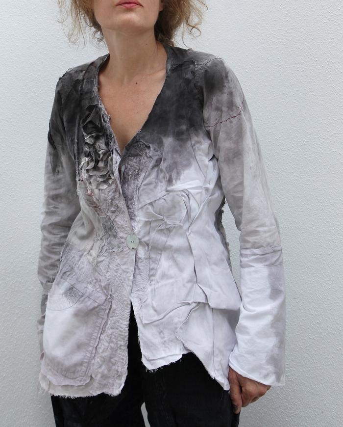 'monochromatic modern' couture asymmetrical jacket