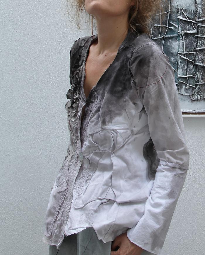 'monochromatic modern' couture asymmetrical jacket