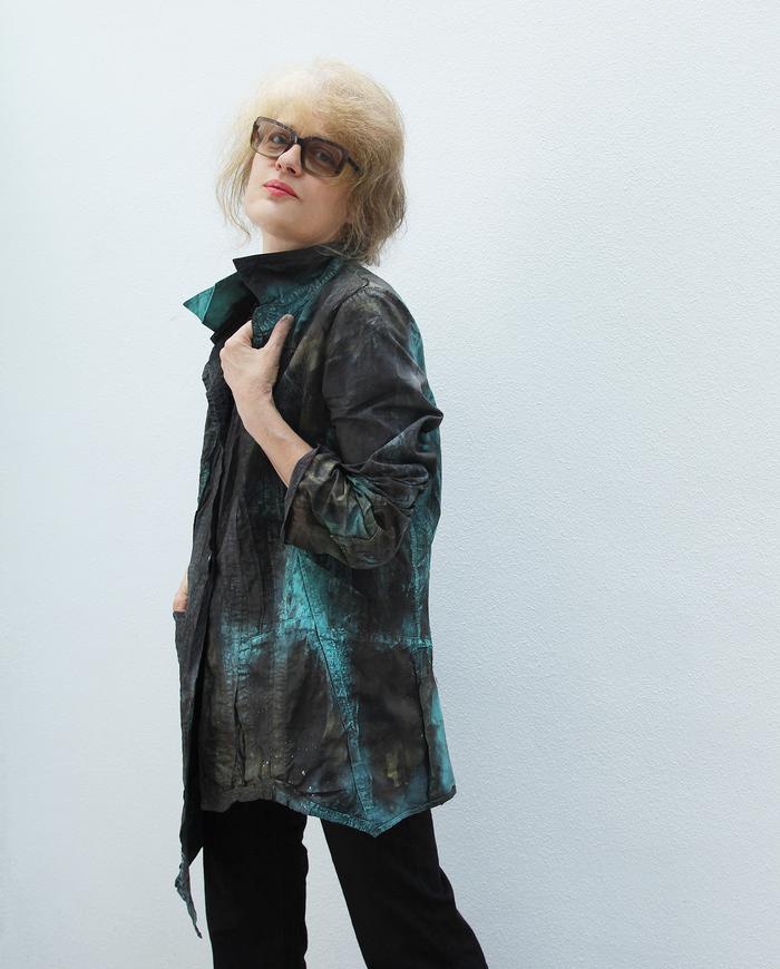 'down the turquoise road' asymmetrical crisp jacket