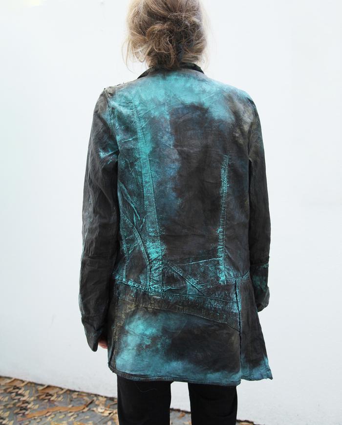 'down the turquoise road' asymmetrical crisp jacket