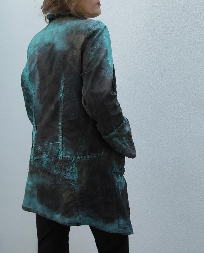 'down the turquoise road' asymmetrical crisp jacket