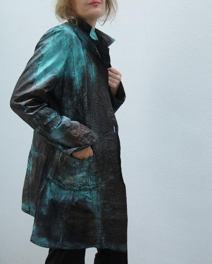 'down the turquoise road' asymmetrical crisp jacket