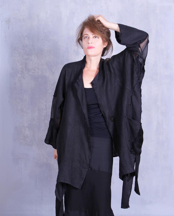 'angled infinity' roomy asymmetrical black jacket