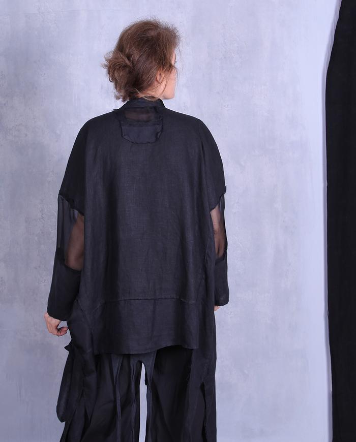 'angled infinity' roomy asymmetrical black jacket