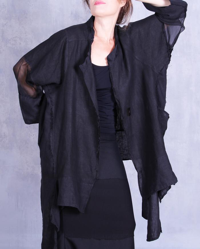 'angled infinity' roomy asymmetrical black jacket