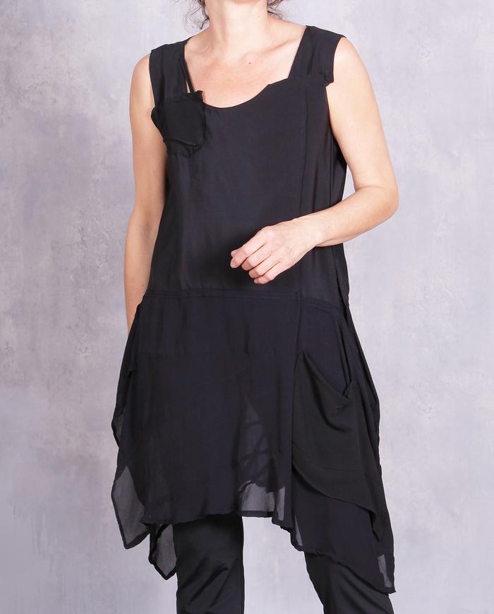 'better than a dress' black overlay tunic