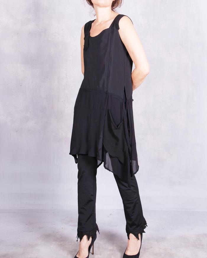 'better than a dress' black overlay tunic