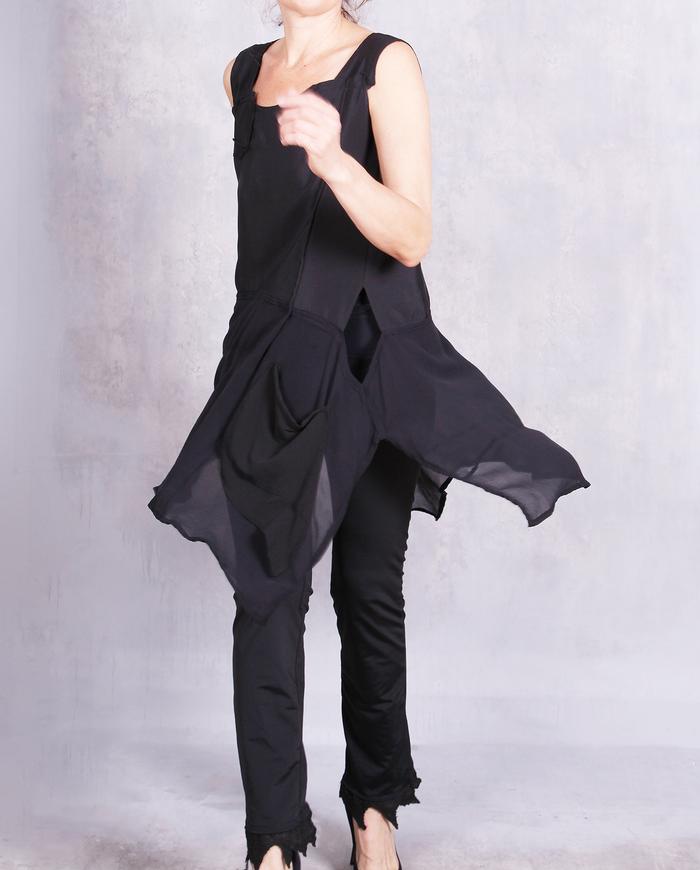 'better than a dress' black overlay tunic