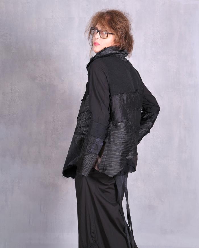 'pieced for comfort' shades of black jacket