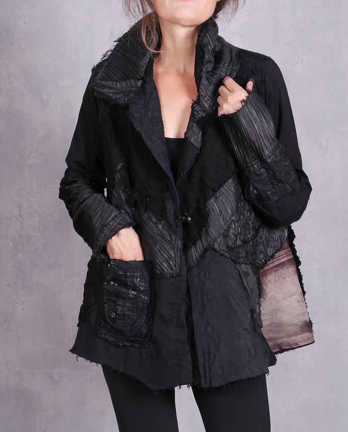 'pieced for comfort' shades of black jacket