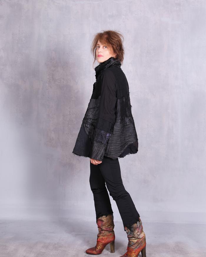 'pieced for comfort' shades of black jacket