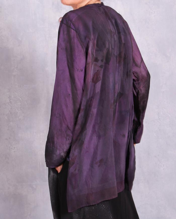 'the purples have it' mixed fabrics asymmetrical tunic top