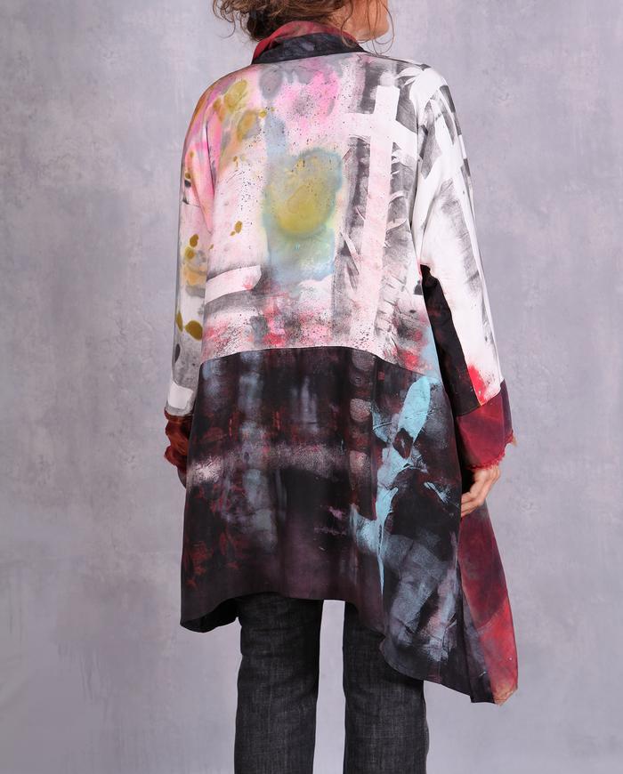 'in living color' oversized draping mixed fabrics jacket