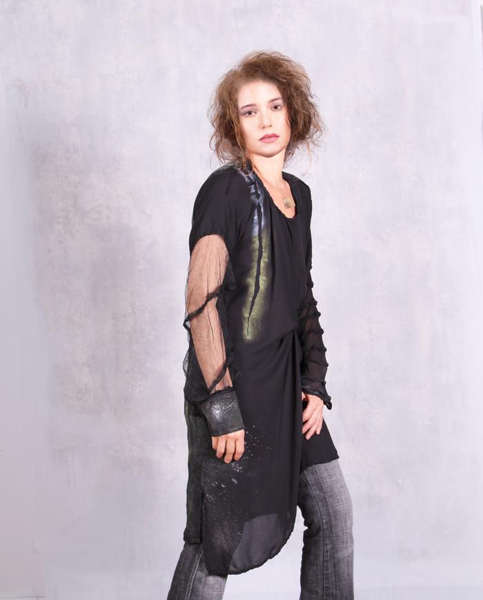 'night or day' avant-garde black dress-to-tunic