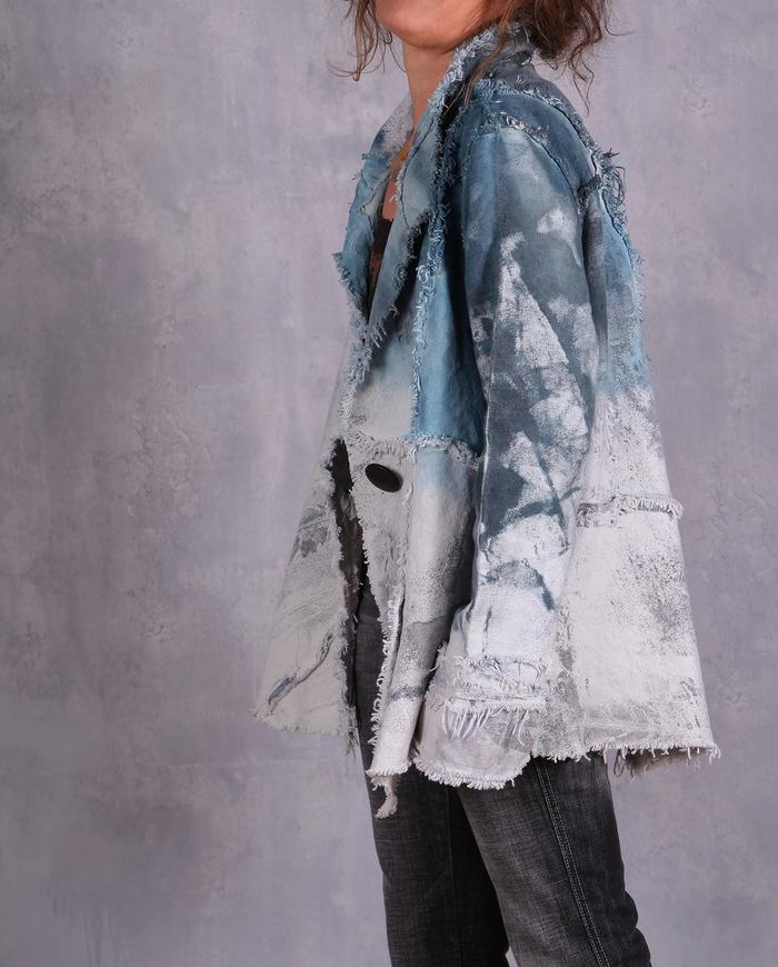 'soaring through the sky' hand-painted woven jacket