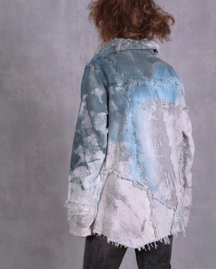 'soaring through the sky' hand-painted woven jacket