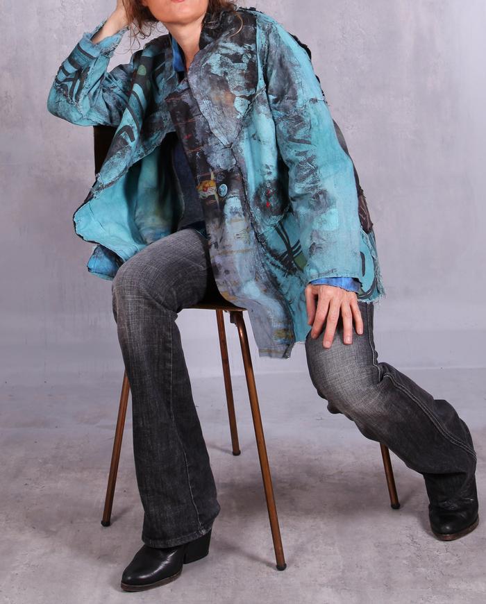 'breezing through the southwest' detailed turquoise jacket