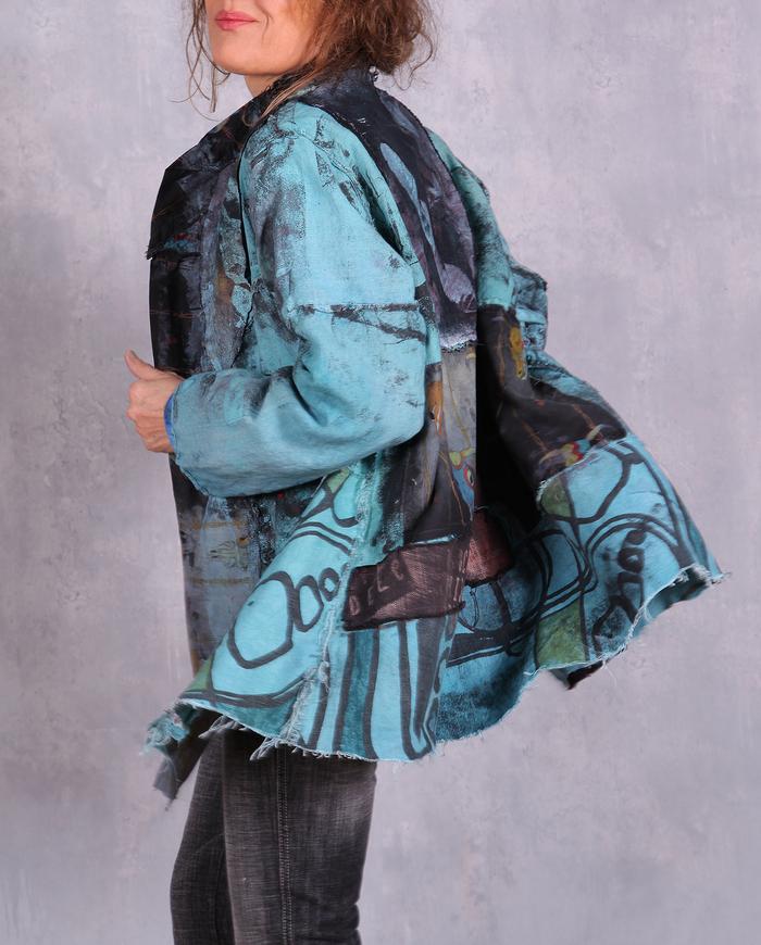 'breezing through the southwest' detailed turquoise jacket