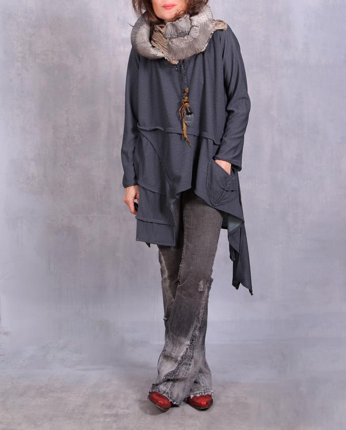 'draping gray ripples' asymmetrical tunic