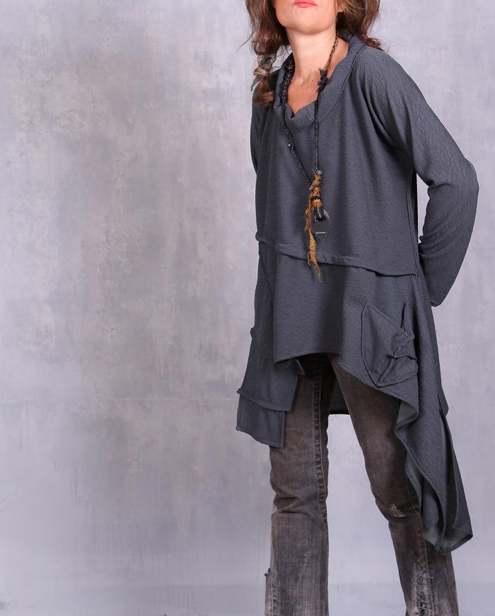 'draping gray ripples' asymmetrical tunic