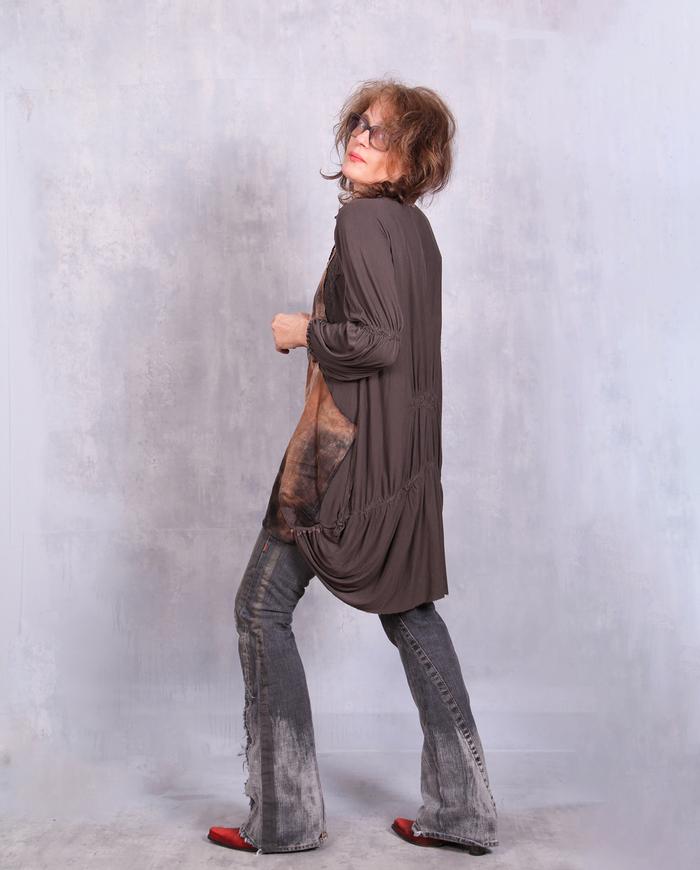 'melting tree bark' draping avant-garde tunic