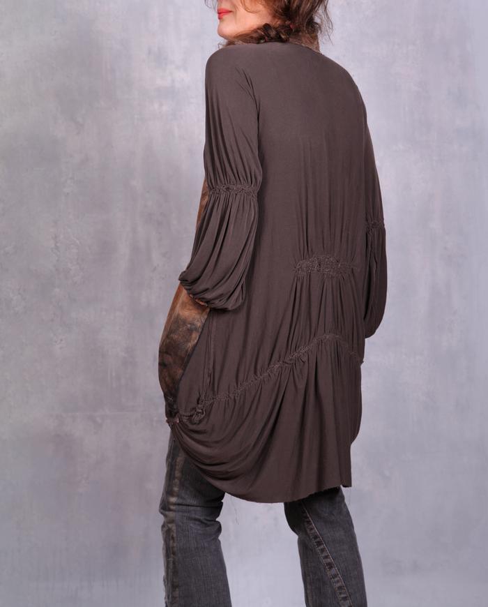 'melting tree bark' draping avant-garde tunic