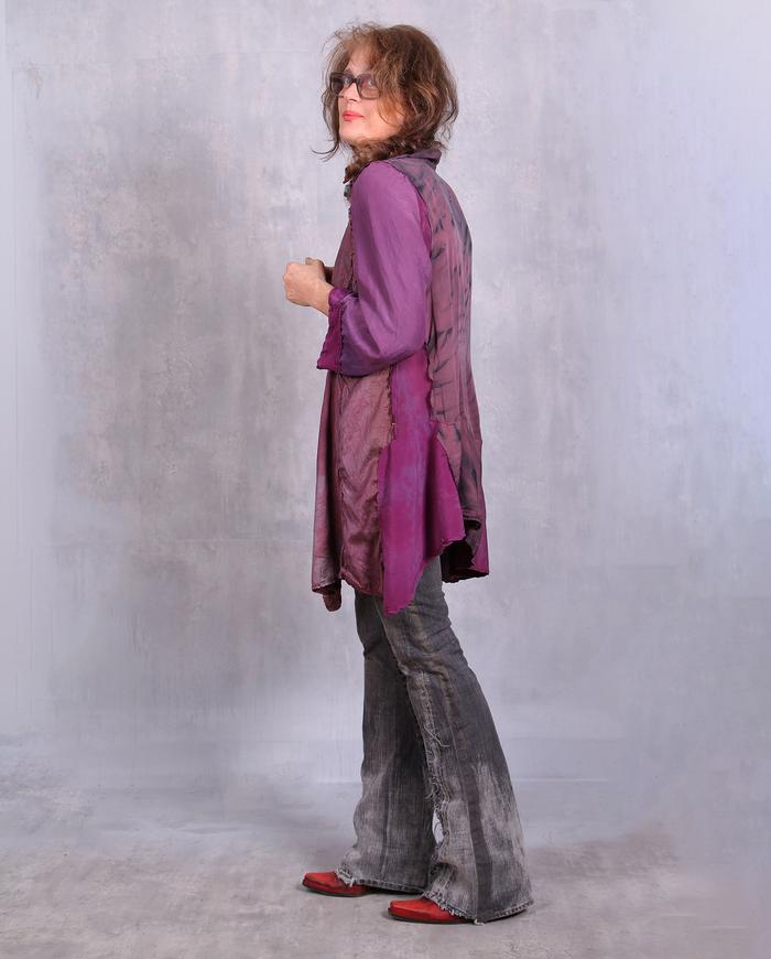 'a blooming orchid' detailed silk tunic