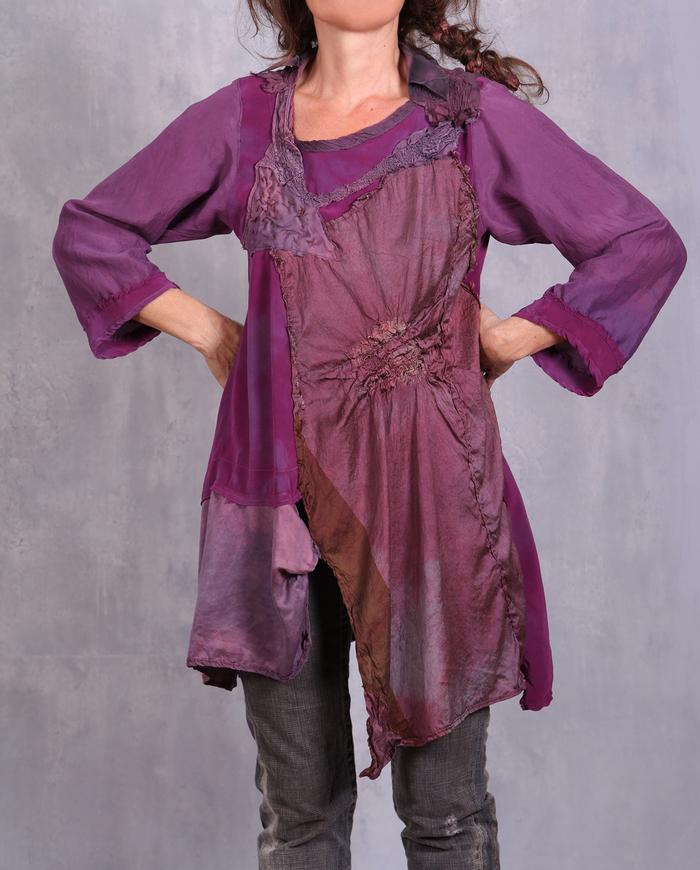 'a blooming orchid' detailed silk tunic