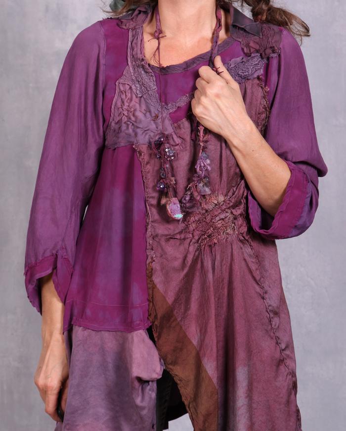 'a blooming orchid' detailed silk tunic