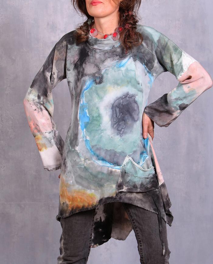 'a lingering daydream' silk crepe asymmetrical tunic