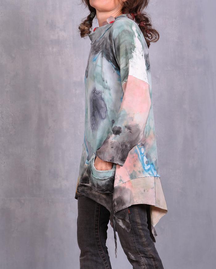 'a lingering daydream' silk crepe asymmetrical tunic