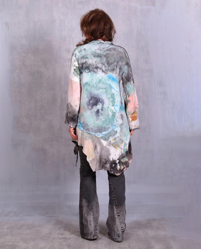 'a lingering daydream' silk crepe asymmetrical tunic