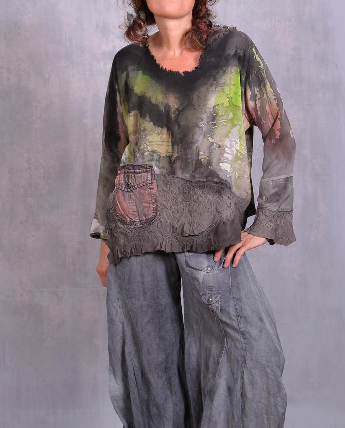 'a road less traveled' detailed silk blouse