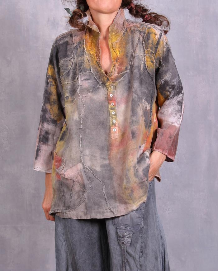 'through sand and dunes' distressed detailed blouse