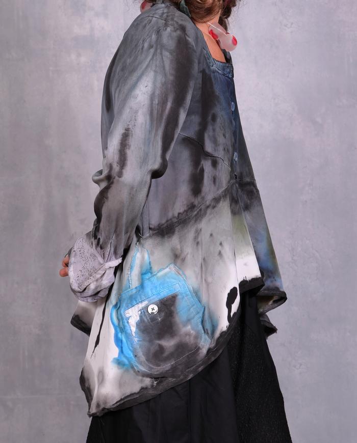 'watercolors in the snow' asymmetrical blouse