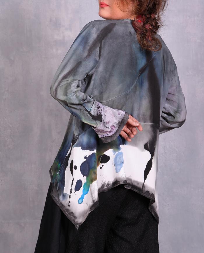 'watercolors in the snow' asymmetrical blouse