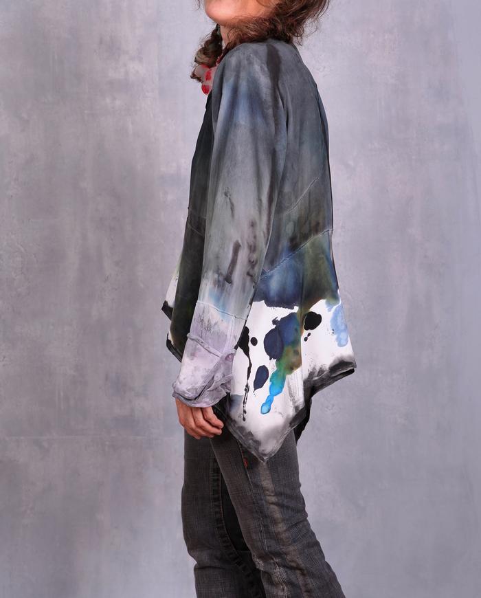 'watercolors in the snow' asymmetrical blouse